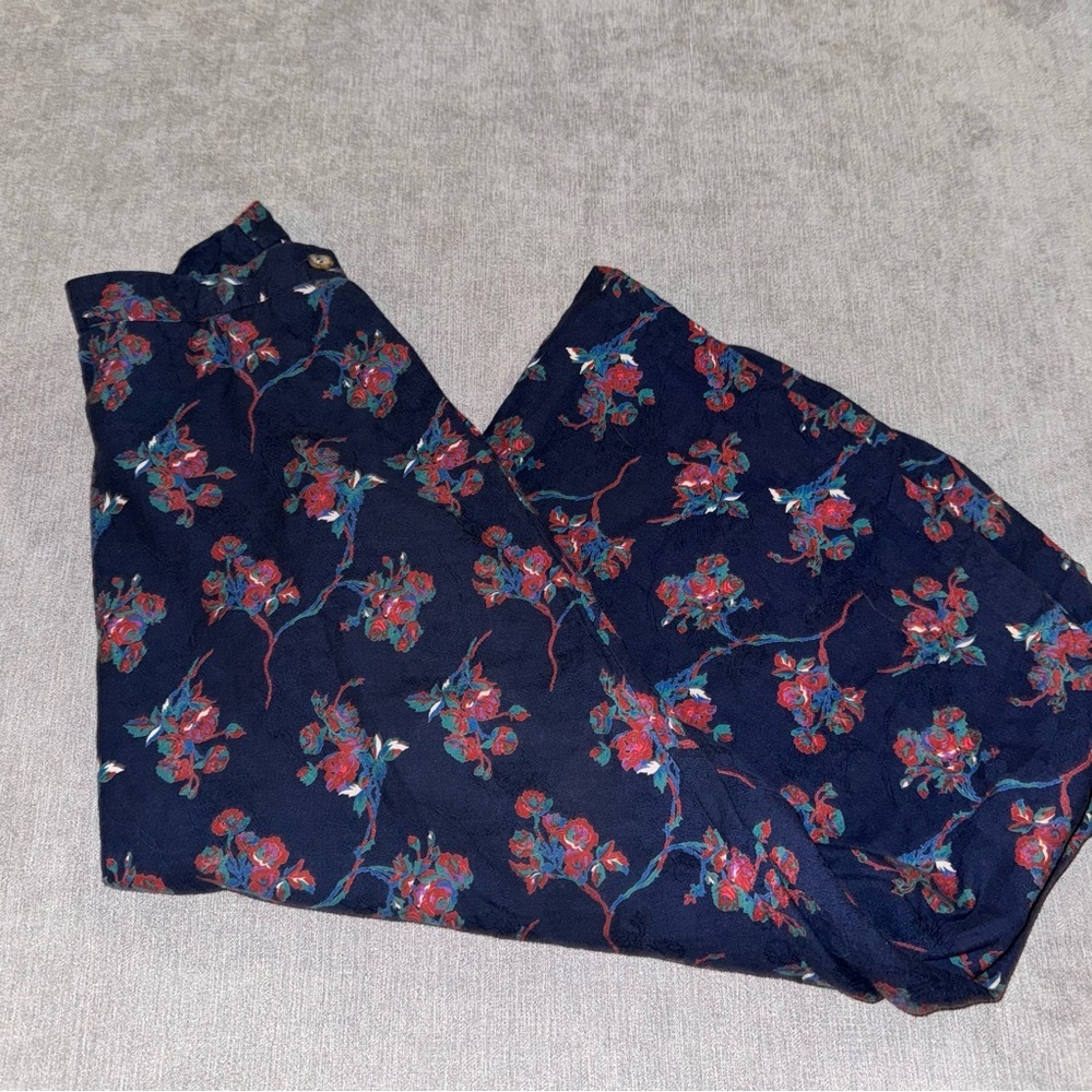 American Vintage Floral Midi Skirt - Navy and Red